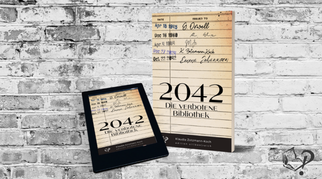 Grafik mit zwei Mockups des Buchcovers, einmal als eBook und einmal als gedrucktes Buch