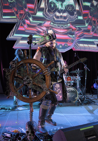 swashbuckler from the band O'Craven, rocking a DEF CON 32 crowd