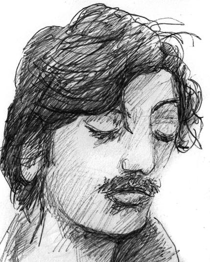 Young man with moustache