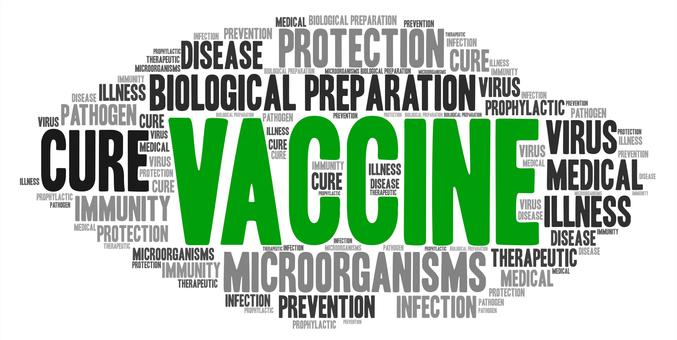 Oval-shaped wordcloud displaying as its biggest, central word "vaccine" in green color. Other major words are displayed in grey and black and include "microorganisms" "biological preparation" "cure" "virus" "medical" "illness" "protection." By EpicTop10.com under a CC BY 2.0 license: https://bit.ly/40aOnfv.