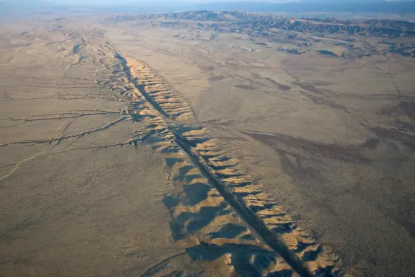 aerial photo - fault line in California