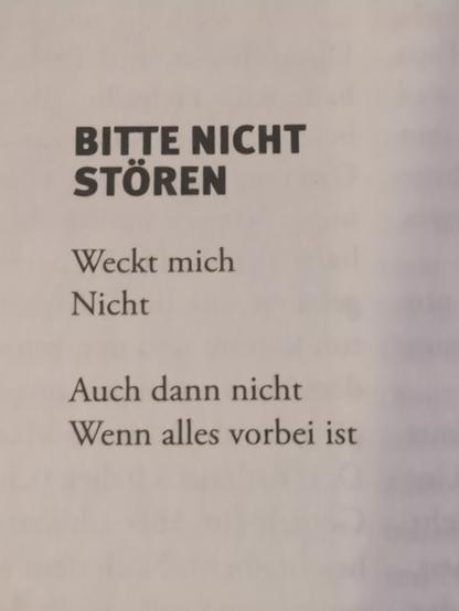 Gedicht mit dem Titel 'Bitte nicht stören'