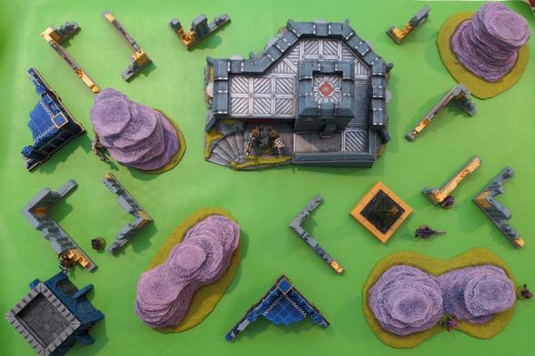 A top down view of a model battle field
