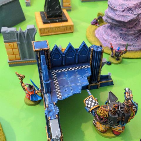 A space wizard called Jeph hides from a rampaging ork warboss and uses his telekinetic powers to shove a cultist in the way as a distraction