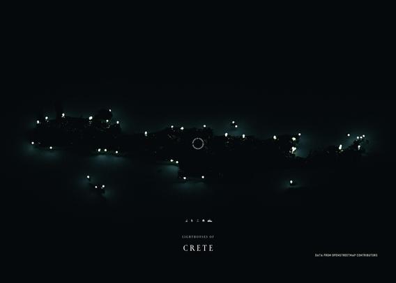 A visualisation of Crete's lighthouses