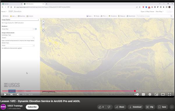 screen shot - USGS training video - Adding 3D Elevation Program's Dynamic Elevation Web Coverage Services To ArcGIS Pro And AGOL