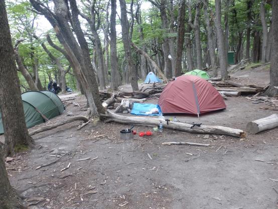 Campsite with multiple tents