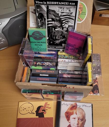 Collection of fediverse artist's cassette tapes, cds and zines