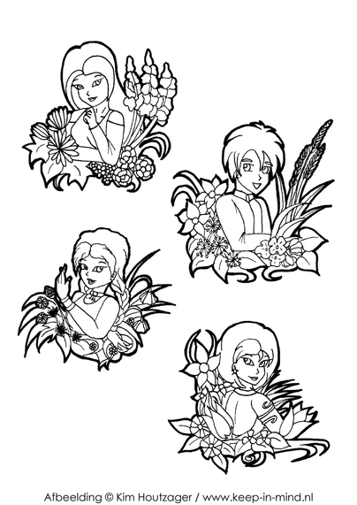 four teens surrounded by flowers
