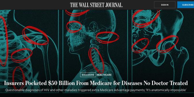 headline: insurers pocketed $50 billion from medicare for diseases that don't exist