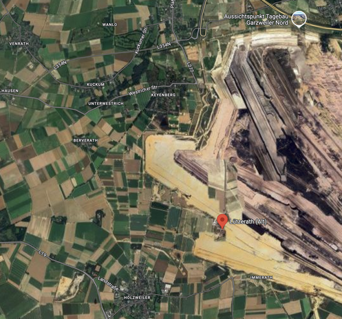 Luftbild vom Tagebau und Lützerath.