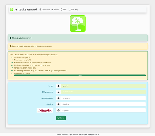 Screenshot of Self Service Password
