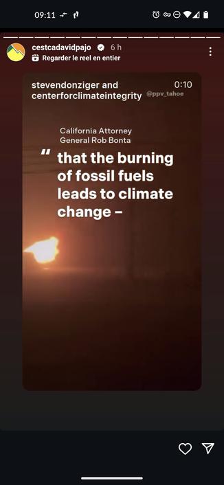 capture d'écran du compte instagram de David Pajo.
(suite) 
that burning of fossil fuels leads to climat change