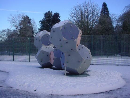 A frozen 'thing' in the park. Taken with a shitty camera.