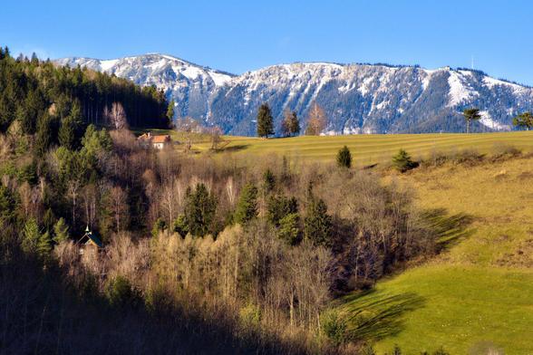 View of the Raxalpe from the Kreuzberg near Payerbach, Lower Austria
