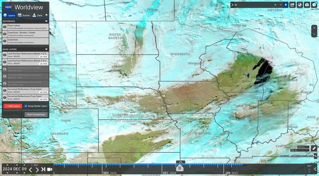 screen short - CONUS USA false colour - NASA WorldView @ 20250109