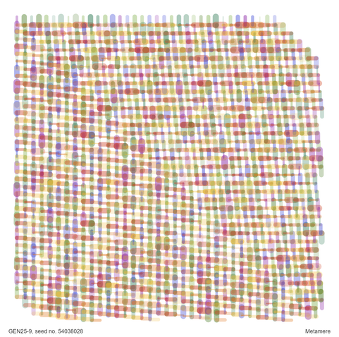 I wasn't satisfied with the design initially, but that might have just been my exhausted brain being too harsh of a critic. It has grown on me a bit. The structure is regular and repetitive, but has just enough variation in component size and overall pattern and color combinations to be interesting. The colors and transparency remind me a bit of glass bottles or simple watercolor paintings.