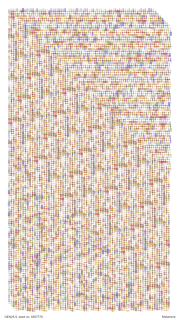Here it is a taller aspect ratio, where the middle band ends up with a repeating pattern that is hard to discern at first. It draws you into it a bit. The upper right has an odd aspect to it where it appears to be tilted or to have diagonal lines, but it is still just vertical and horizontal lines.