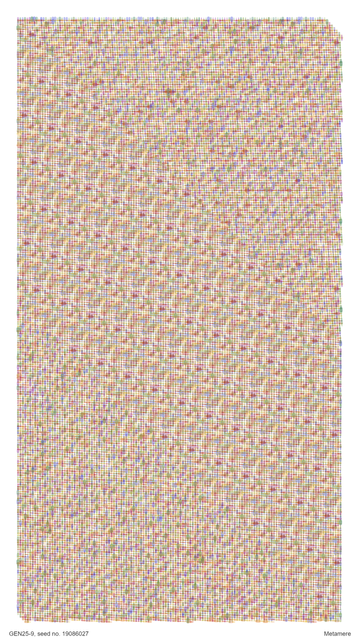 A very fine grid reveals a more distinct band of repetitive elements, and some odd aliasing artifacts where the patterns form conic sections.