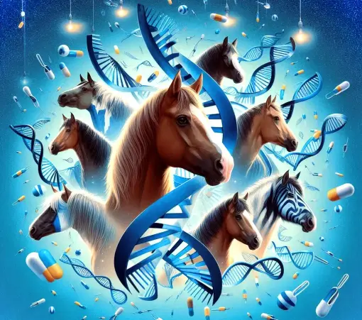 immagine generata AI cavalli argentini con eliche del dna