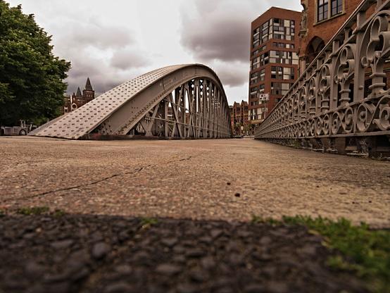 Hamburg – Speicherstadt, iron bridge in the docks district