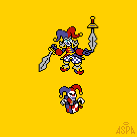 Pixel art of Shaco and one Jack in the box