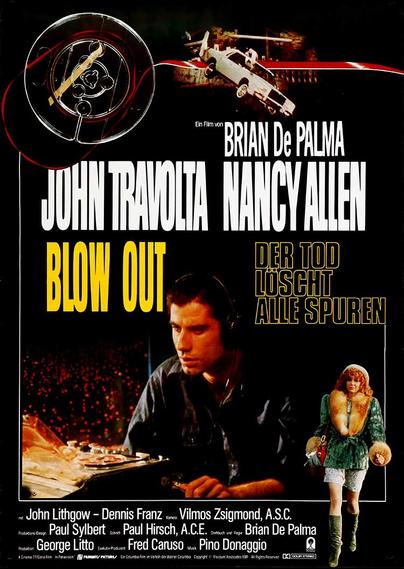 Póster en alemán de "Blow Out", película dirigida por Brian De Palma en 1981.