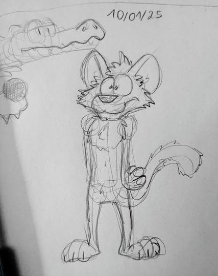 A sketch of an anthro feline furry, cheetah or a leopard maybe.