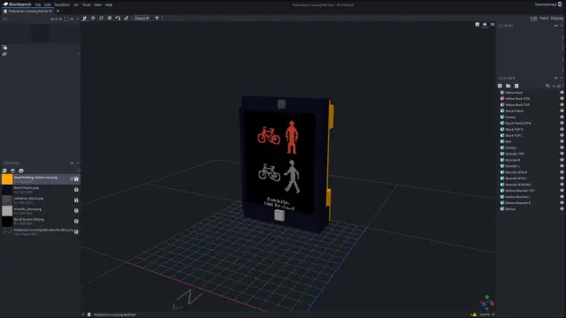 BlockBench Software with a UK Red Man Crossing Button