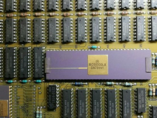 A view of the Motorola 68000 processor.