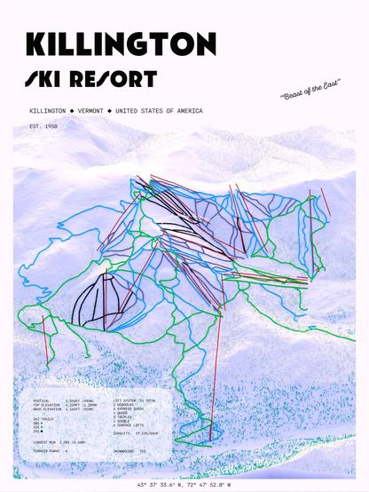 A visualisation of Killington Mountain Resort, Killington, Vermont