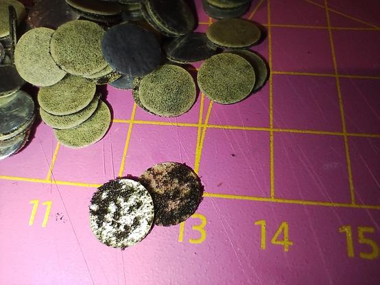 closeup of one of the pads, showing the deteriorated foam inside.