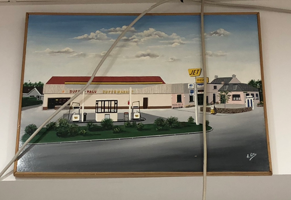 Painting of Scally's SuperValu Clonakilty Ireland by E. Cotter