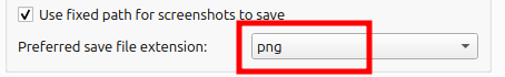 Screenshot showing Flameshot config where you can set the saved file extension.
