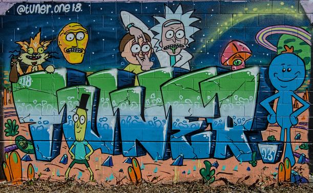 Bright mural TURNER with tv cartoon characters and custom as well
