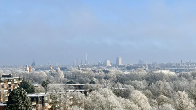 The silhouette of Hanover with frosted surroundings.