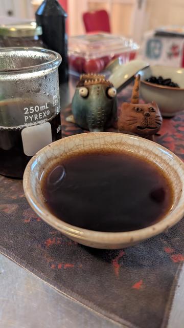 Ripe puerh in a crackleware bowl