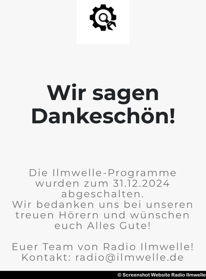 Screenshot des Hinweises zur Abschaltung auf der Webseite des Senders