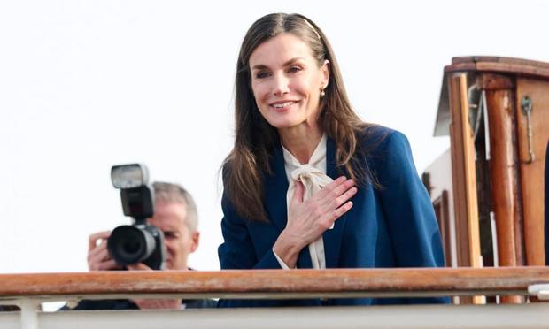 La reina Letizia, el día que se despidió de Leonor. (Getty Images)