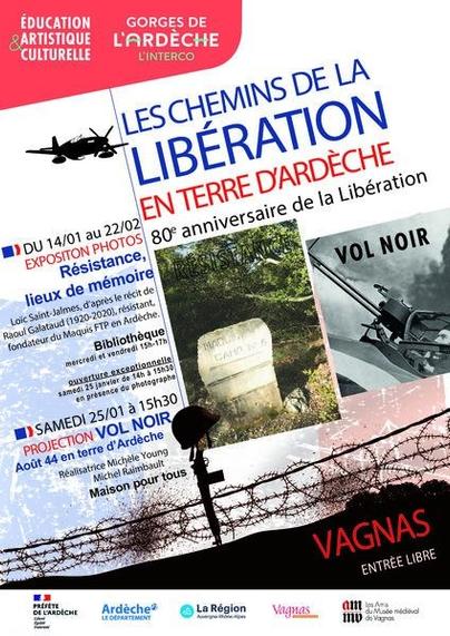 Affiche Les chemins de la libération en terre d'Ardèche.
