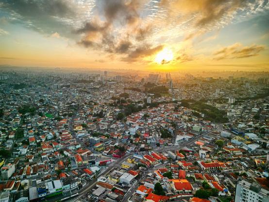 Sunrise over a big city
