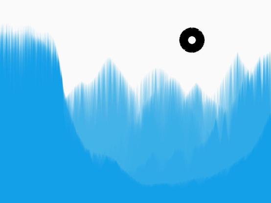 An ethereal digital landscape with a pale grey sky and blue icy mountains, all under a black sun that looks like an eye in the sky. Every shape in the picture is formed of very thin triangles superposed with each other in order to compose much more complex shapes.
