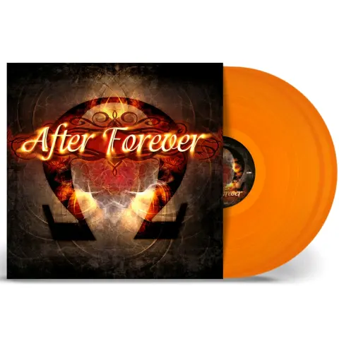 Plattencover das Albums After Forever von der Band After Forever. Rechts ragen die beiden orangen Scheiben aus dem Cover