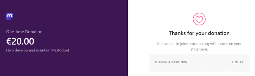Donation screenshot for JoinMastodon.org