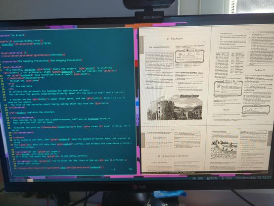 LaTeX on the left, PDF on the right.