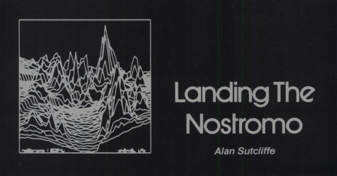 cover image from the article "Landing the Nostromo" by Alan Sutcliffe with a vector rendering of the mountains and flat spot in the middle