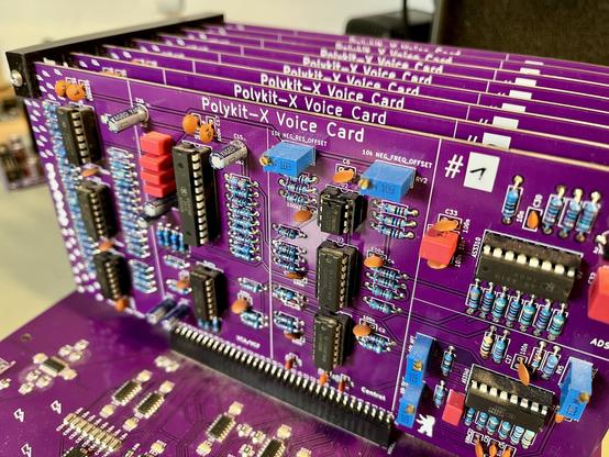 Close up of the assembled voice cards
