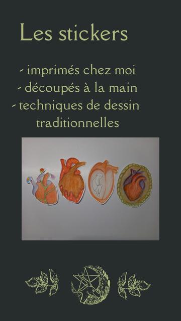 Exemple de stickers en forme de cœur anatomique revisité