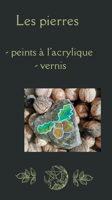 Pierre peinte avec un motif de glands