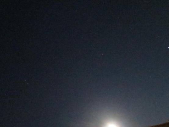 Moonlight and the three brighter planets of the six that are lined up right now